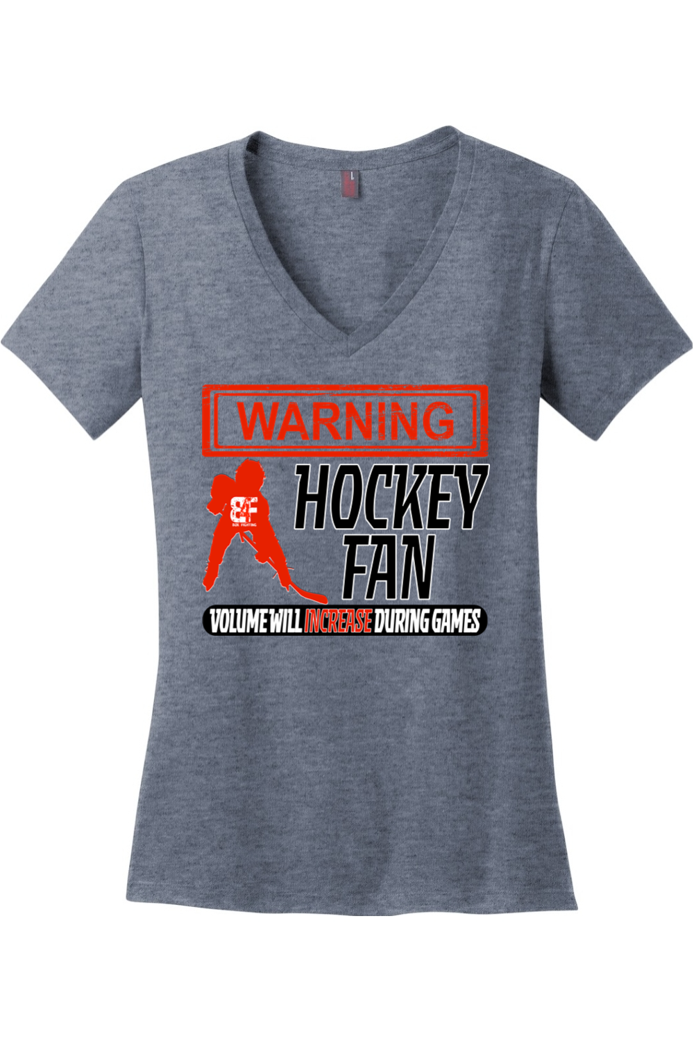 Warning Hockey Fan V-Neck
