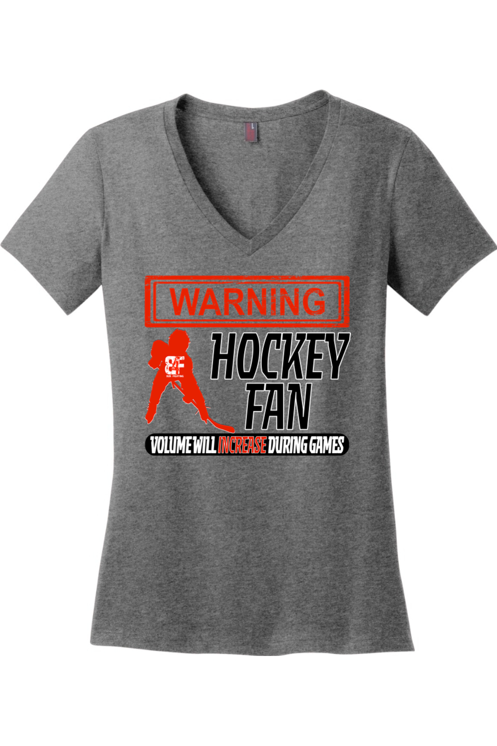 Warning Hockey Fan V-Neck