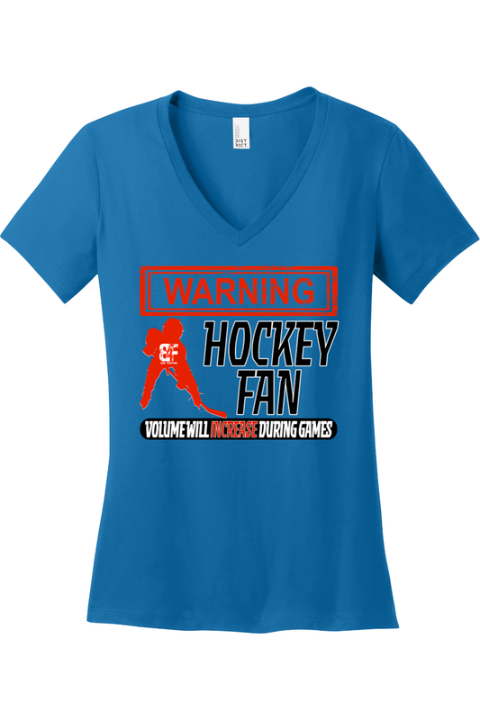 Warning Hockey Fan V-Neck